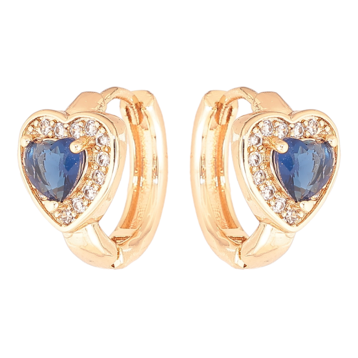 Серьги Xuping M&L Цвет 18K колечки Сердечки с синими кристаллами фото №20