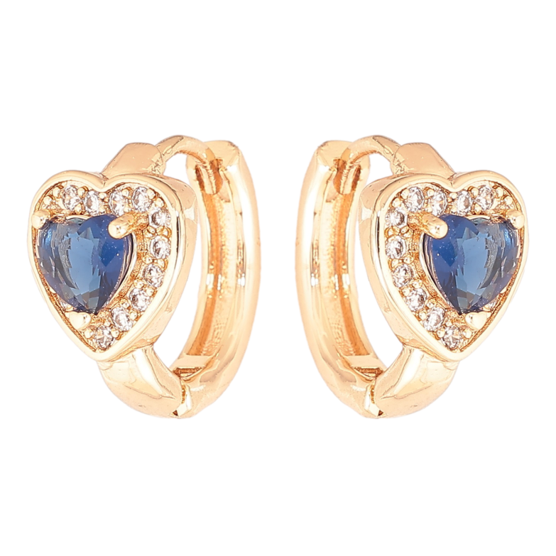 Сережки Xuping M&L Колір 18K колечка «Сердечка з синіми кристалами» фото №1