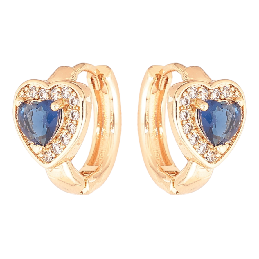 Серьги Xuping M&L Цвет 18K колечки Сердечки с синими кристаллами фото №1