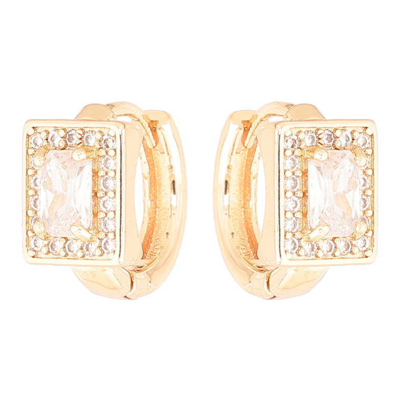 Серьги Xuping M&L Цвет 18K колечки Кристальные прямоугольники фото №2