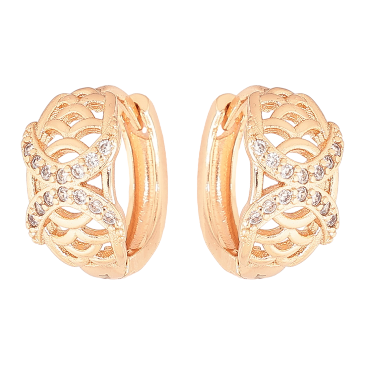 Серьги Xuping M&L Цвет 18K колечки Резной узор с кристаллами фото №21