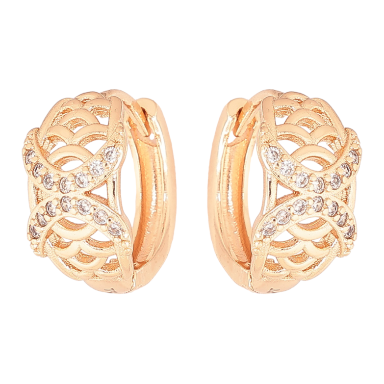 Сережки Xuping M&L Колір 18K колечка «Різьблений візерунок з кристалами» фото №1