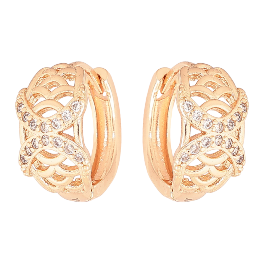 Серьги Xuping M&L Цвет 18K колечки Резной узор с кристаллами фото №1