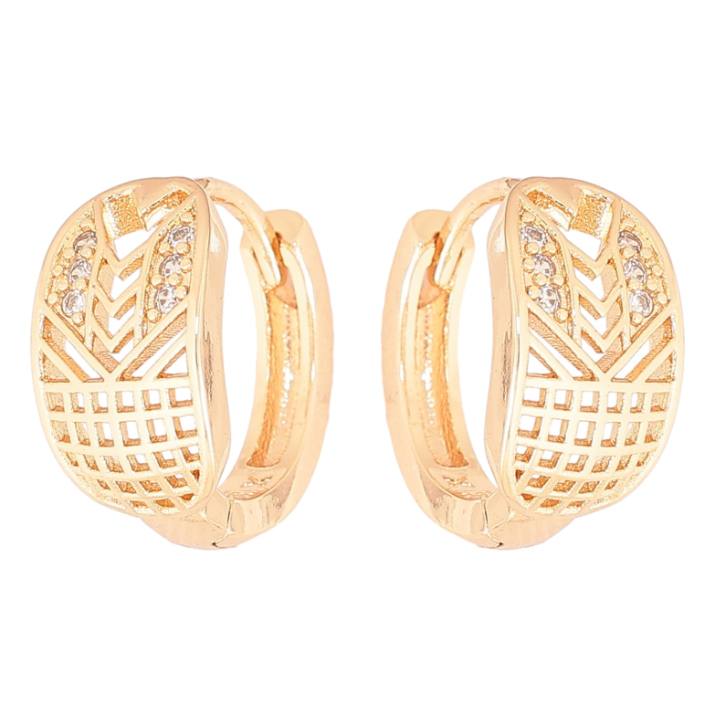 Сережки Xuping M&L Колір 18K колечка «Різьблений візерунок з кристалами» фото №1