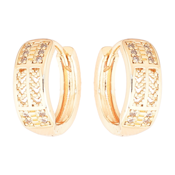 Серьги Xuping M&L Цвет 18K колечки Резной узор с кристаллами фото №7