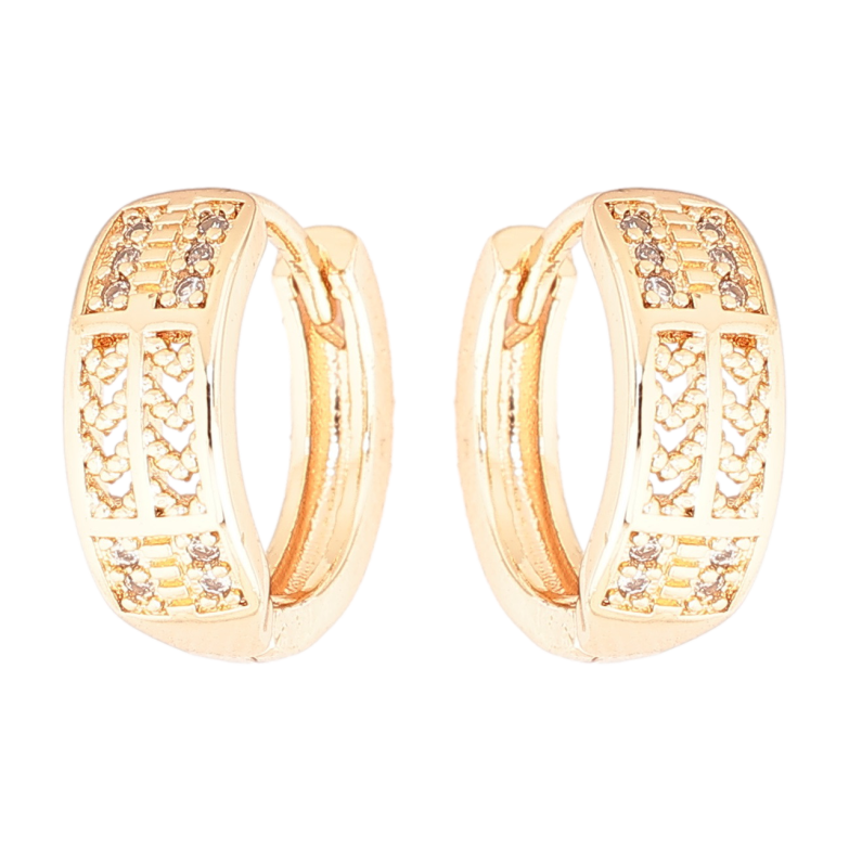 Серьги Xuping M&L Цвет 18K колечки Резной узор с кристаллами фото №2