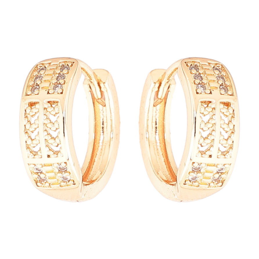 Серьги Xuping M&L Цвет 18K колечки Резной узор с кристаллами фото №1