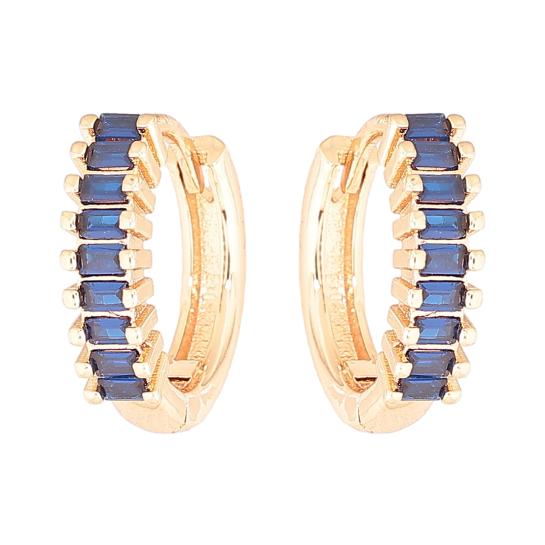 Серьги Xuping M&L Цвет 18K колечки Дорожки синих кристаллов фото №10