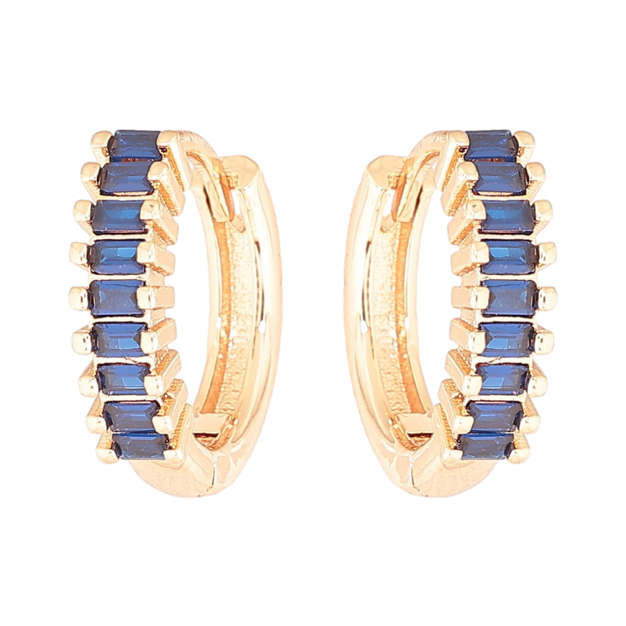 Серьги Xuping M&L Цвет 18K колечки Дорожки синих кристаллов фото №1