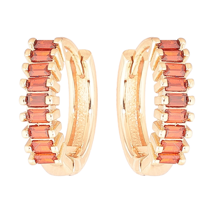 Серьги Xuping M&L Цвет 18K колечки Дорожки красных кристаллов фото №1