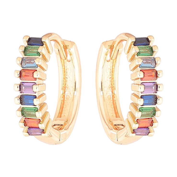 Серьги Xuping M&L Цвет 18K колечки Дорожки разноцветных кристаллов фото №12