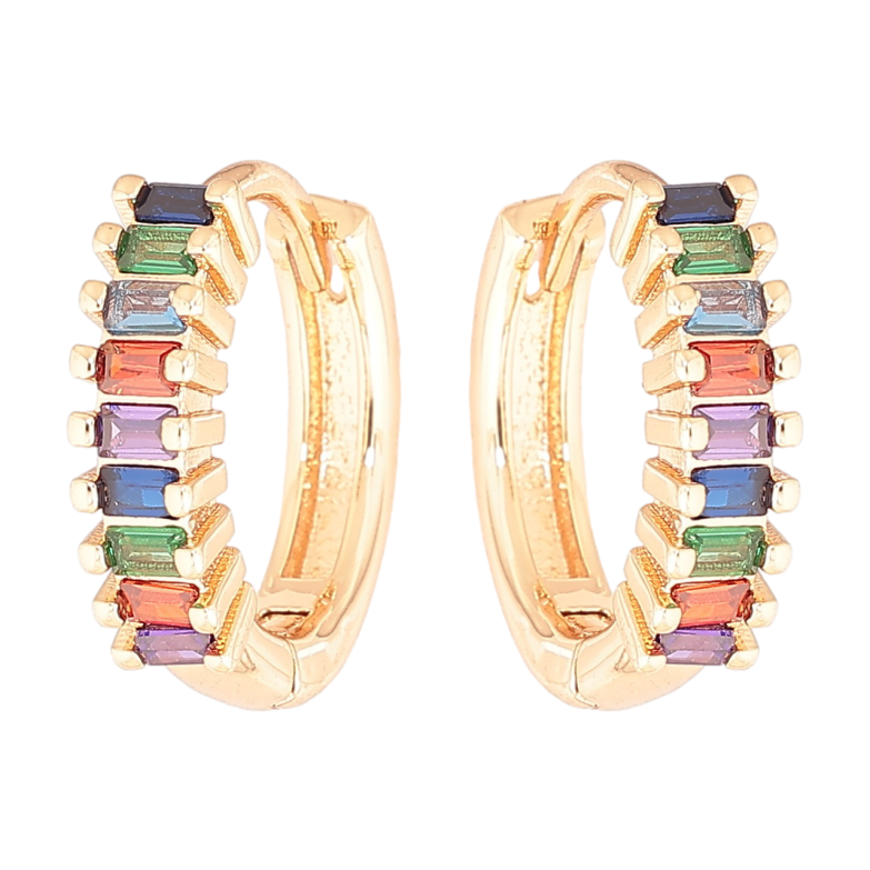 Сережки Xuping M&L Колір 18K колечка «Доріжки різнокольорових кристалів» фото №1