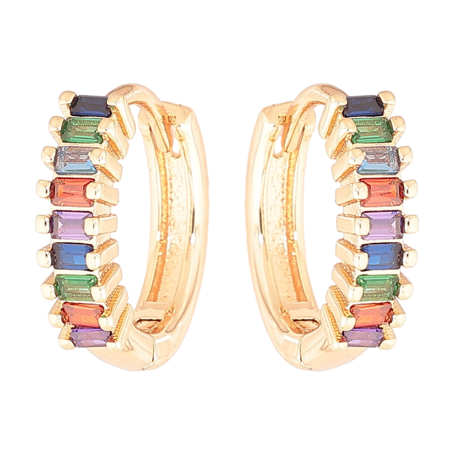 Серьги Xuping M&L Цвет 18K колечки Дорожки разноцветных кристаллов фото №1