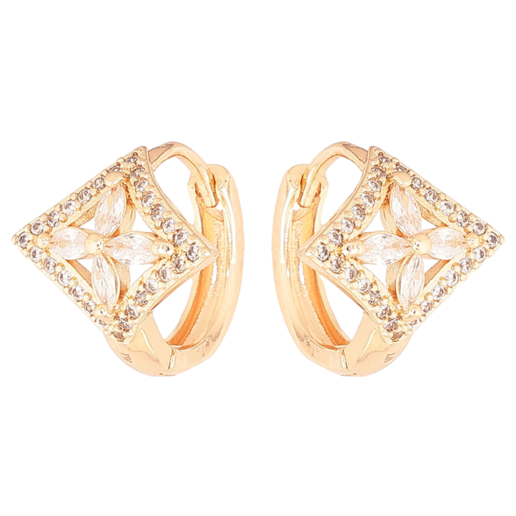 Серьги Xuping M&L Цвет 18K колечки Ромбы с узором кристаллами фото №19