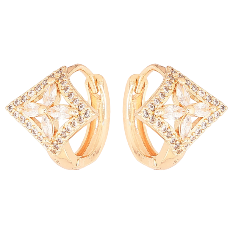 Сережки Xuping M&L Колір 18K колечка «Ромби з візерунком кристалами» фото №3