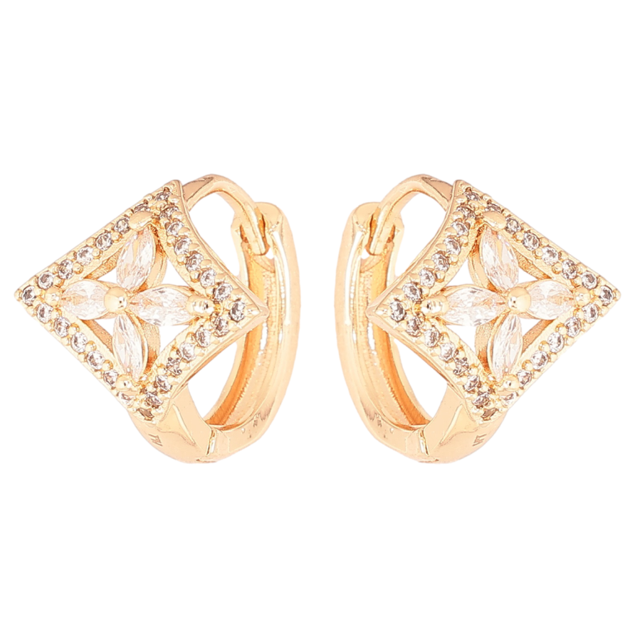 Серьги Xuping M&L Цвет 18K колечки Ромбы с узором кристаллами фото №1