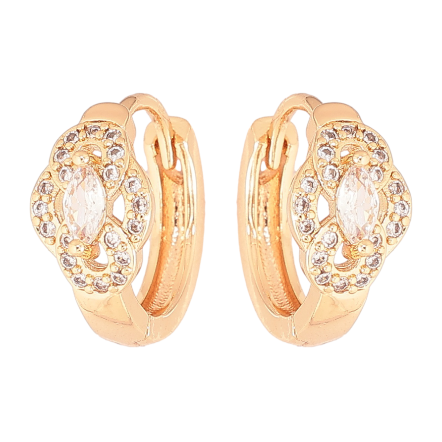 Серьги Xuping M&L Цвет 18K колечки Цветочный узор с кристаллами фото №1