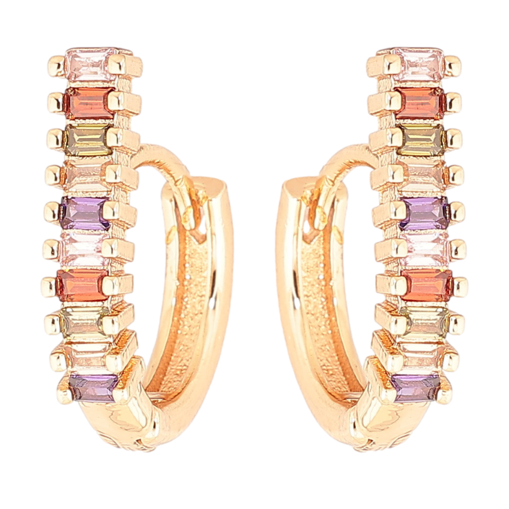 Серьги Xuping M&L Цвет 18K колечки Дорожки разноцветных кристаллов фото №23