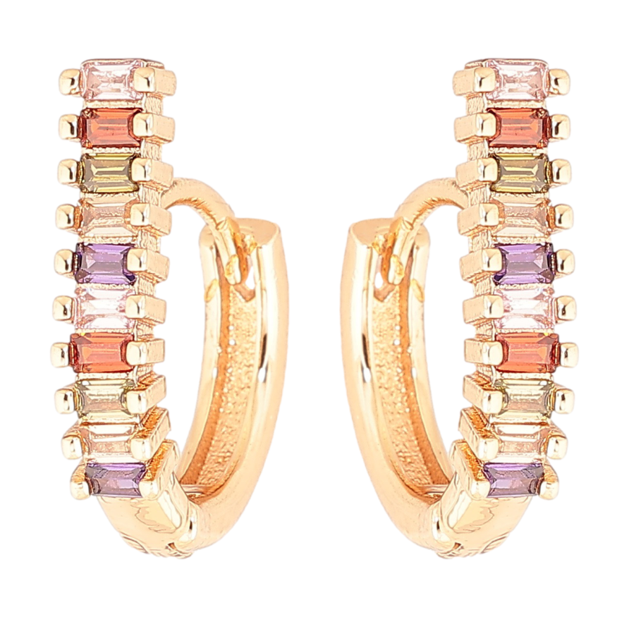 Серьги Xuping M&L Цвет 18K колечки Дорожки разноцветных кристаллов фото №1