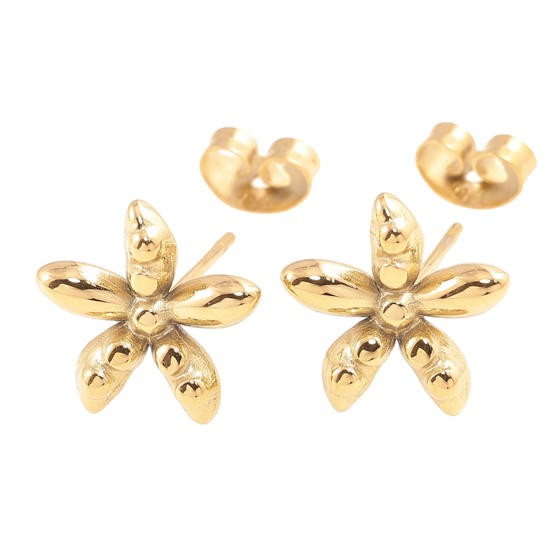 Сережки Xuping TTM Stainless Steel колір 14К пусети «Квіточки» фото №1