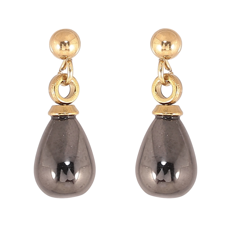 Сережки Xuping TTM Stainless Steel колір 14К пусети «Підвіски з чорної кераміки» фото №1