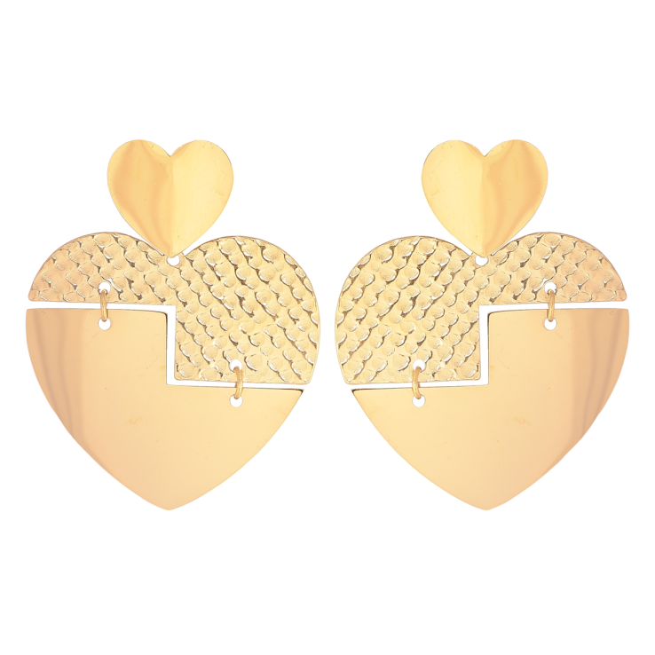 Сережки Xuping TTM Stainless Steel колір 14К пусети «Сердечка» фото №18