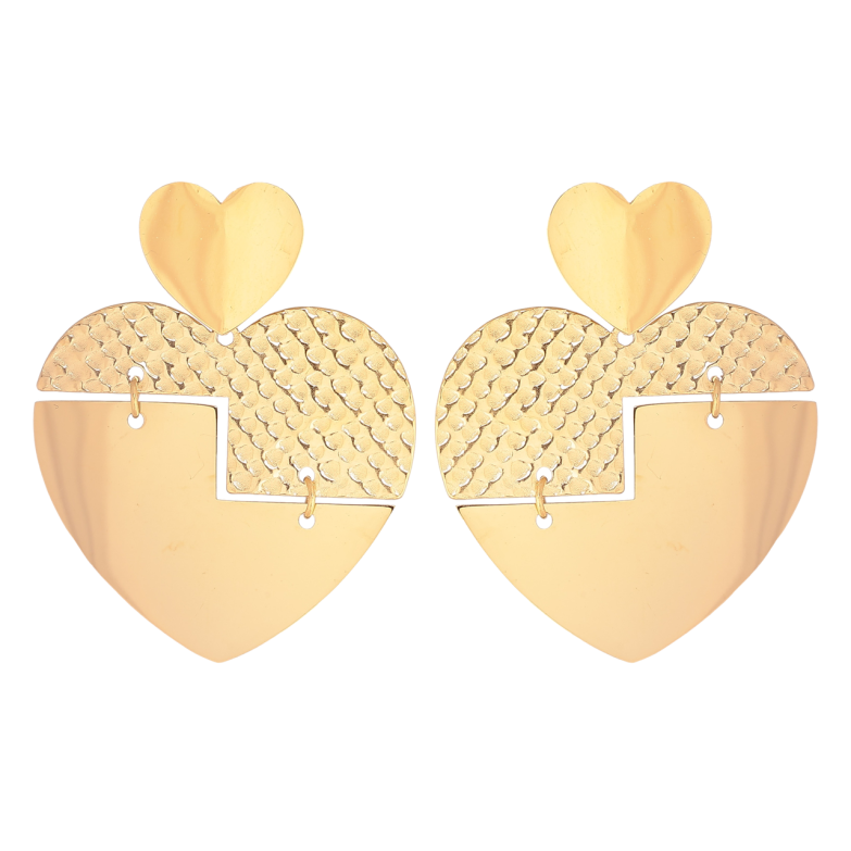 Сережки Xuping TTM Stainless Steel колір 14К пусети «Сердечка» фото №1