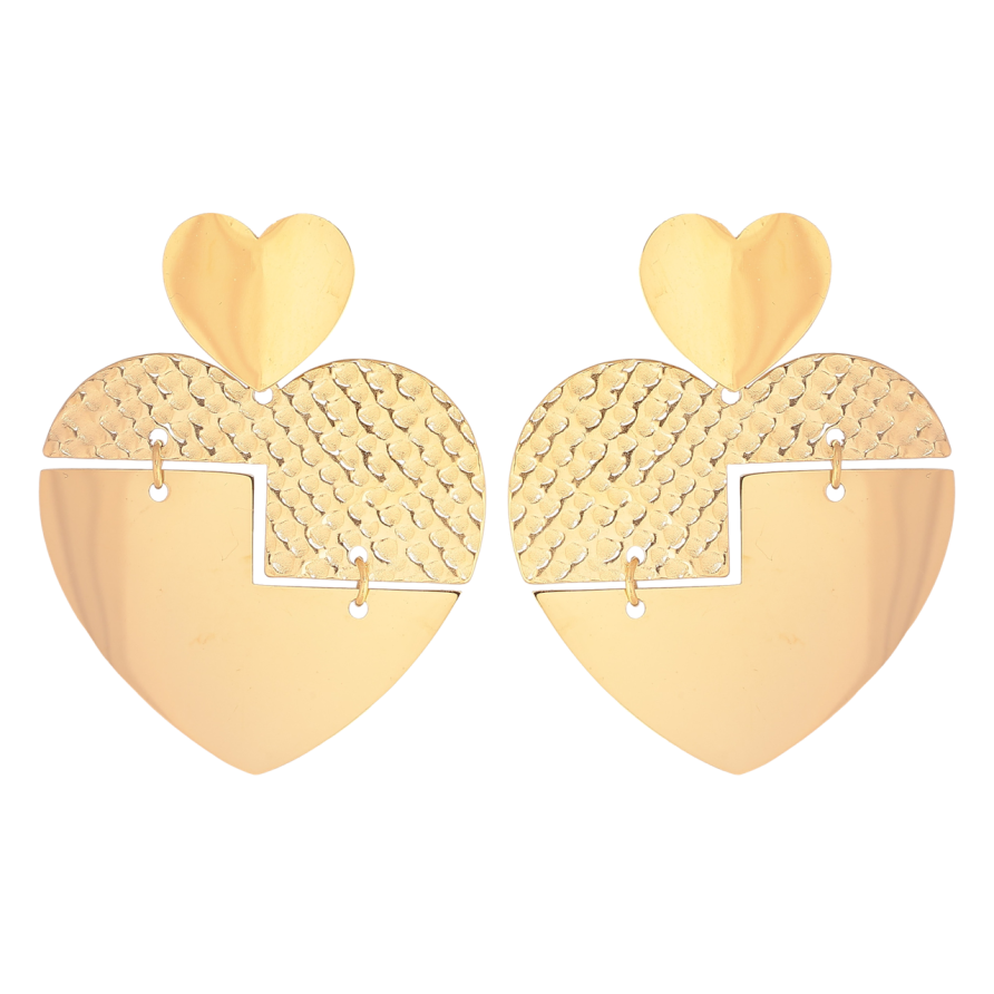 Сережки Xuping TTM Stainless Steel колір 14К пусети «Сердечка» фото №1