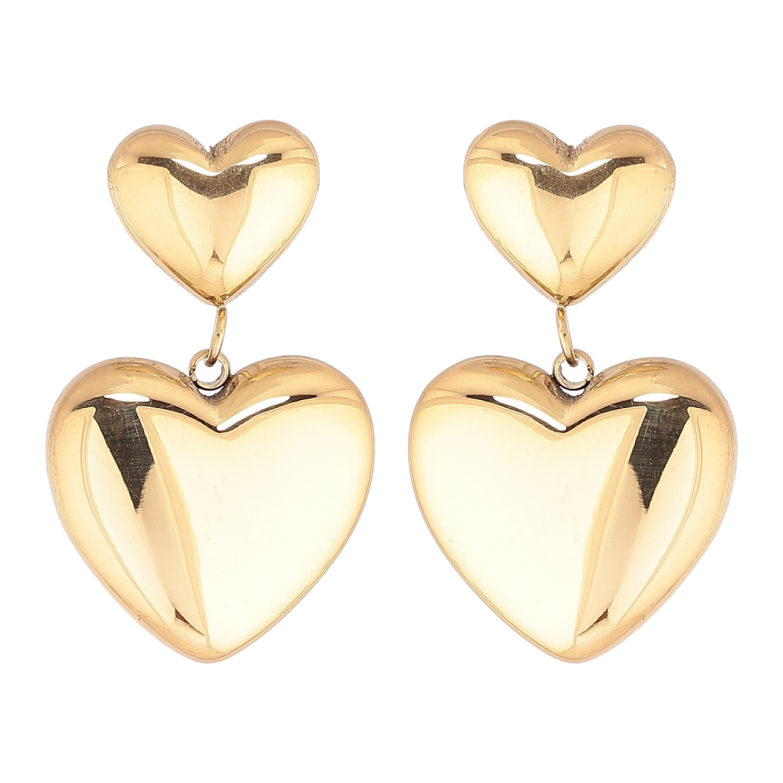 Серьги Xuping TTM Stainless Steel цвет 14К пусеты Сердечки фото №1