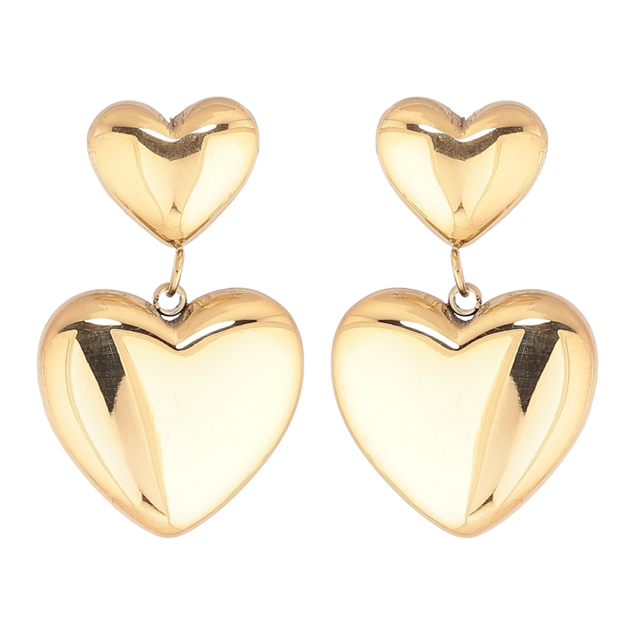 Сережки Xuping TTM Stainless Steel колір 14К пусети «Сердечка» фото №1