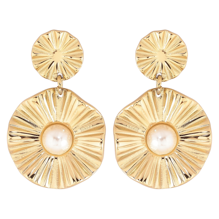 Сережки Xuping TTM Stainless Steel колір 14К пусети «Декоративні підвіски з перлинами» фото №10