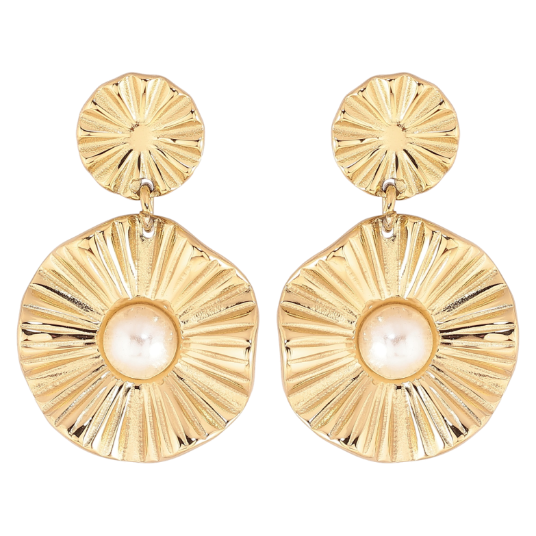 Сережки Xuping TTM Stainless Steel колір 14К пусети «Декоративні підвіски з перлинами» фото №1