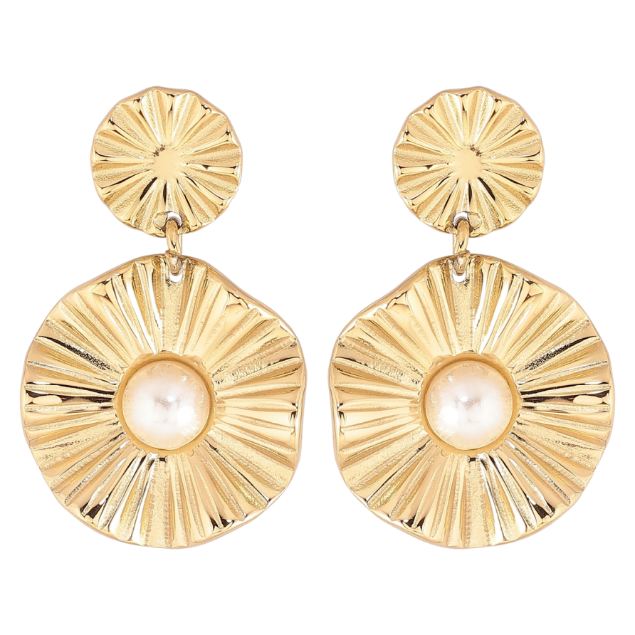 Сережки Xuping TTM Stainless Steel колір 14К пусети «Декоративні підвіски з перлинами» фото №1