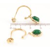 Сережки Xuping TTM Stainless Steel колір 14К пусети «Декоративні підвіски з зеленими вставками» 2 в 1 фото №3