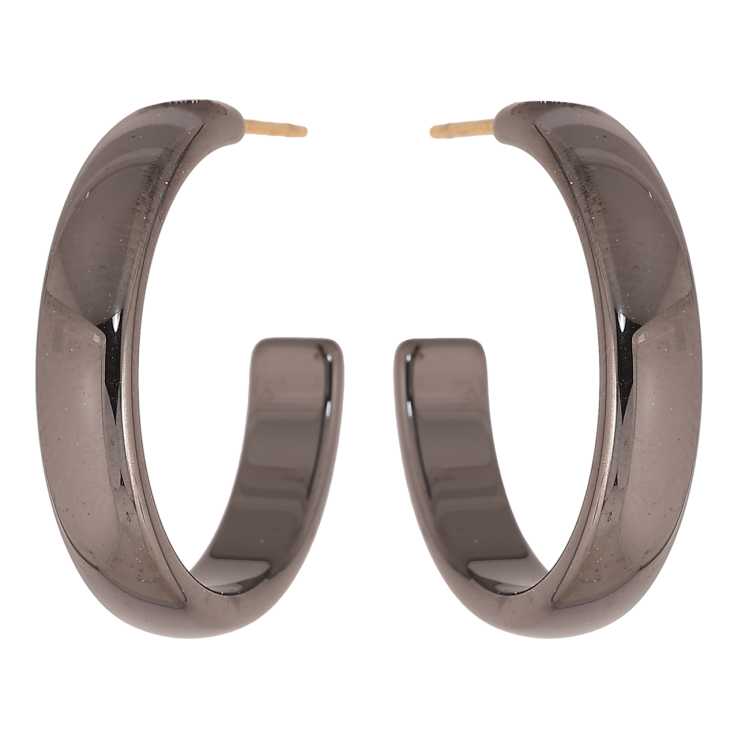 Сережки Xuping TTM Stainless Steel колір 14К пусети «Дуги з чорної кераміки» фото №5