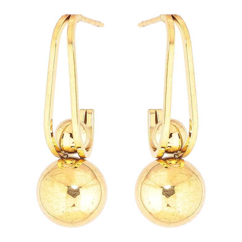 Сережки Xuping TTM Stainless Steel колір 14К пусети «Підвіски з кульками» фото №1