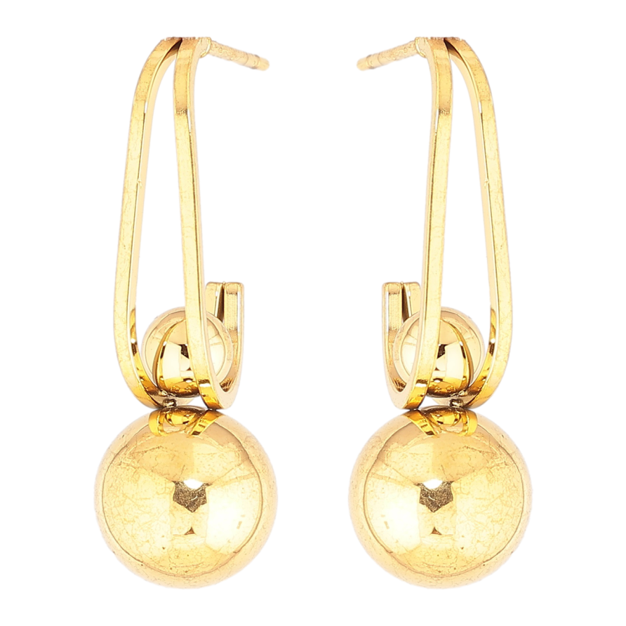 Сережки Xuping TTM Stainless Steel колір 14К пусети «Підвіски з кульками» фото №1