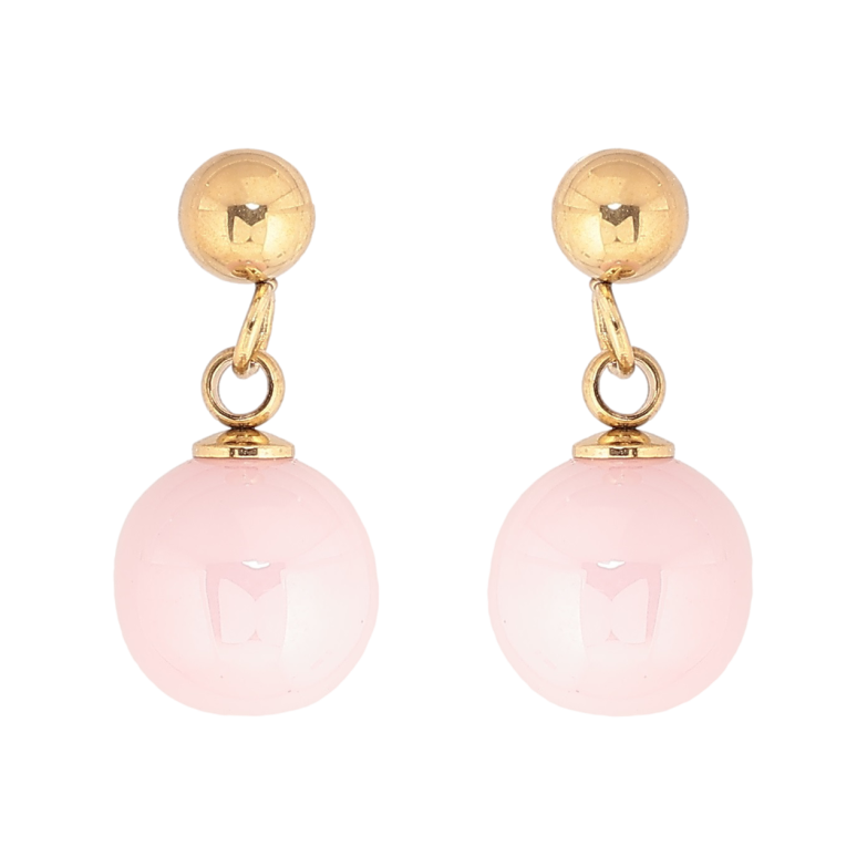 Сережки Xuping TTM Stainless Steel колір 14К пусети «Підвіски з рожевими кульками» фото №18