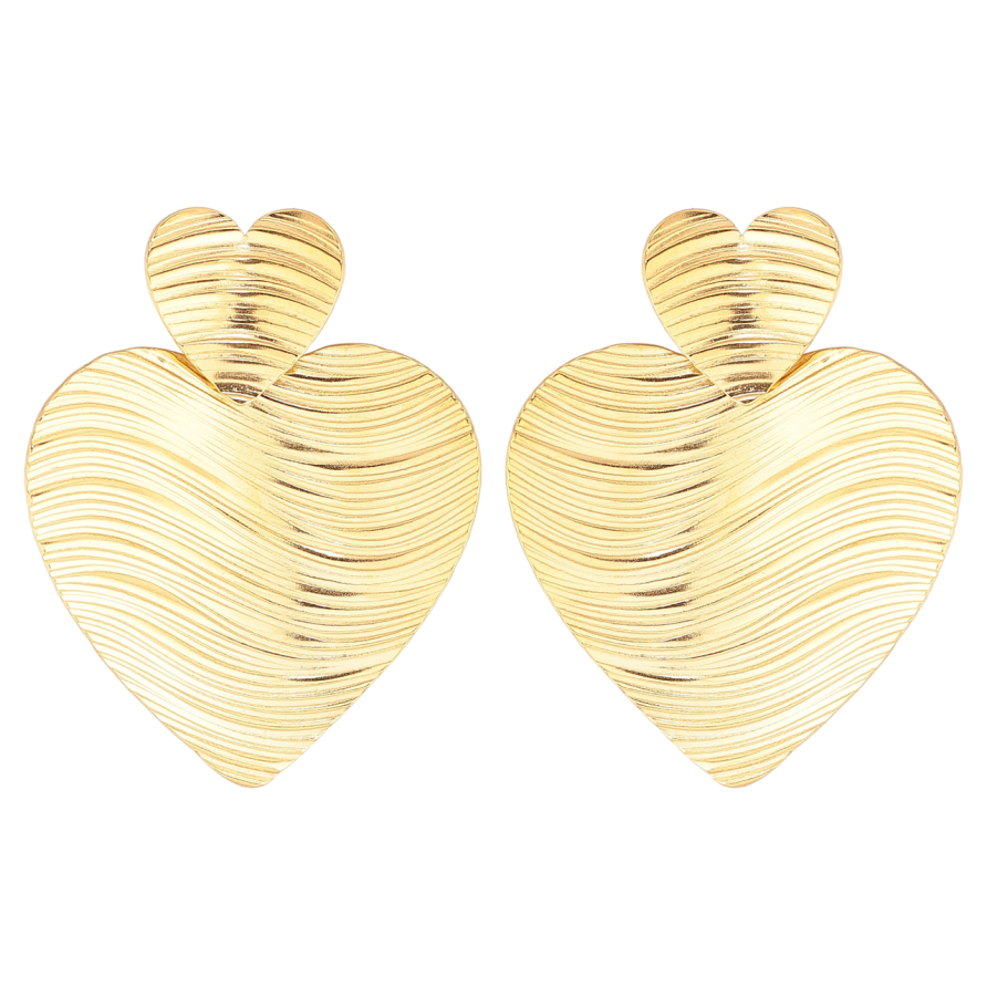 Сережки Xuping TTM Stainless Steel колір 14К пусети «Сердечка» фото №1