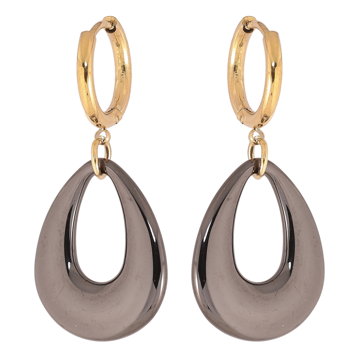 Серьги Xuping TTM Stainless Steel цвет 14К подвески на колечках Капельки из черной керамики фото №19