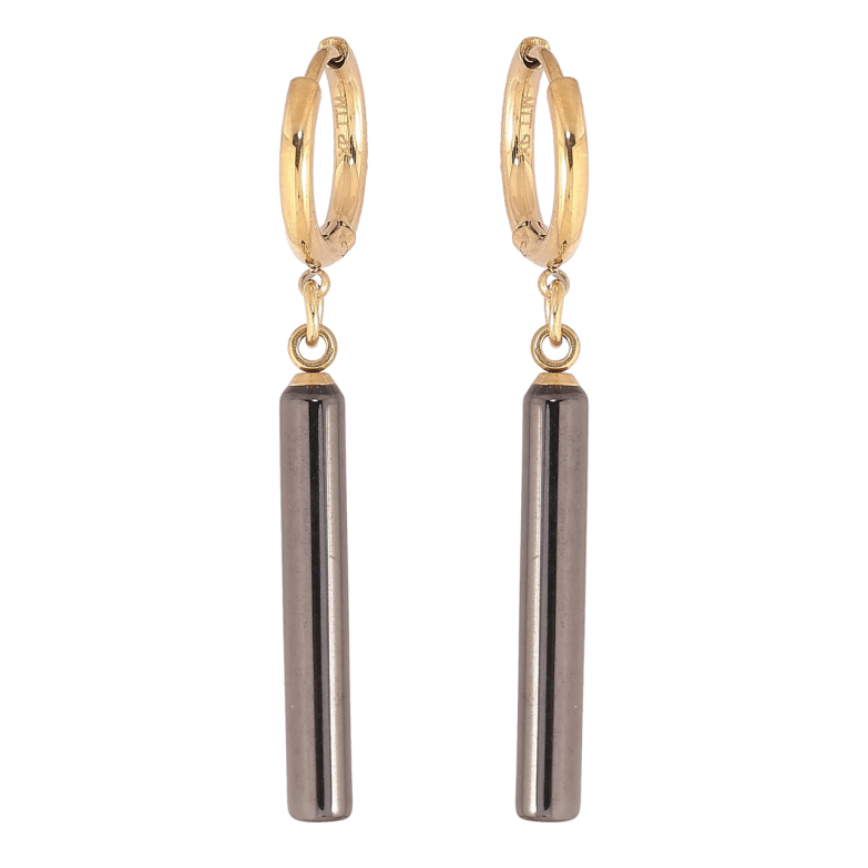 Серьги Xuping TTM Stainless Steel цвет 14К подвески на колечках Подвески из черной керамики фото №1