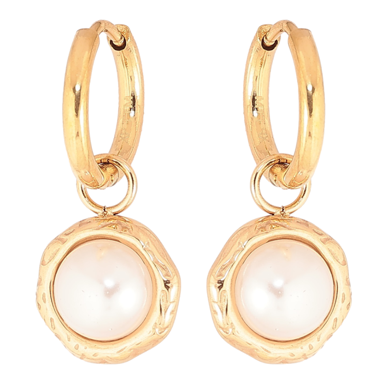 Сережки Xuping TTM Stainless Steel колір 18К підвіски на колечках «Перлинні підвіски» 2 в 1 фото №4