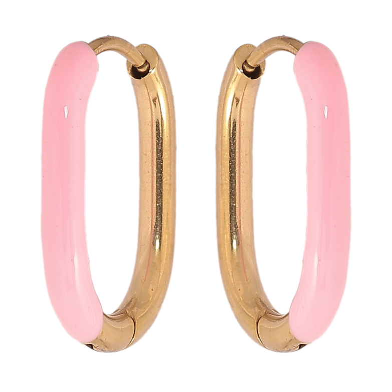 Сережки Xuping TTM Stainless Steel колір 14К колечка «Покриття рожевою емаллю» фото №1