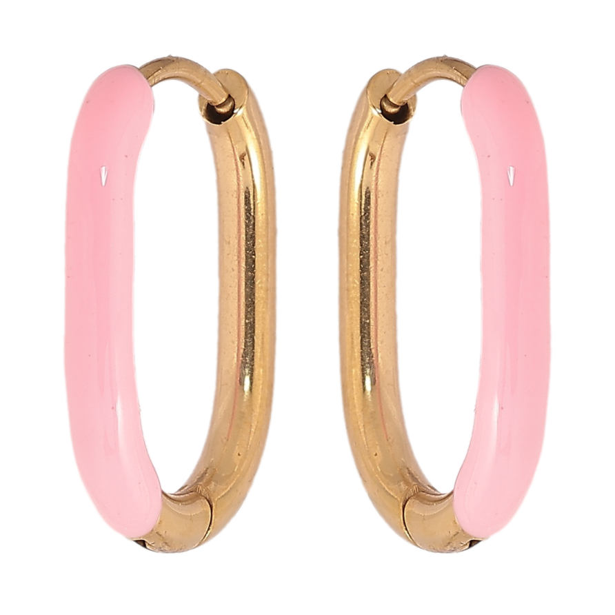 Сережки Xuping TTM Stainless Steel колір 14К колечка «Покриття рожевою емаллю» фото №1