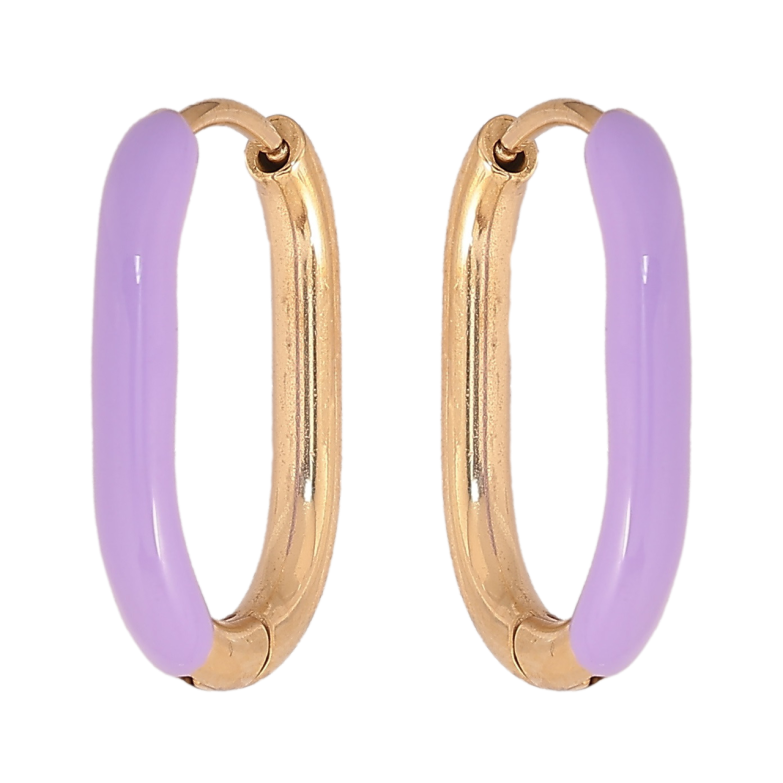 Сережки Xuping TTM Stainless Steel колір 14К колечка «Покриття бузковою емаллю» фото №4