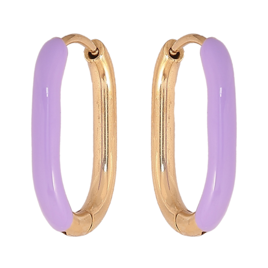 Сережки Xuping TTM Stainless Steel колір 14К колечка «Покриття бузковою емаллю» фото №1