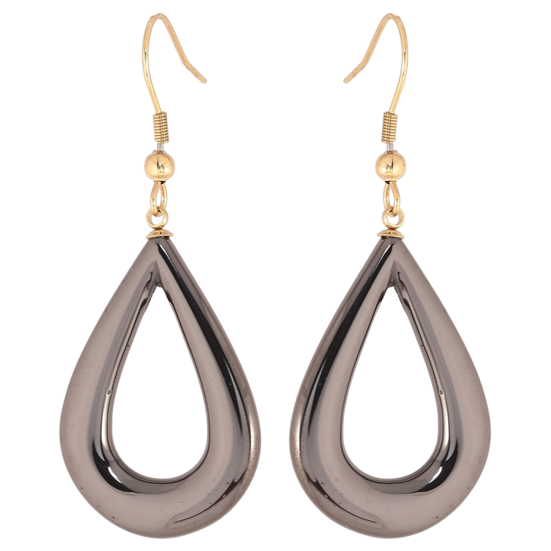 Сережки Xuping TTM Stainless Steel колір 14К французький замок «Крапельки з чорної кераміки» фото №5