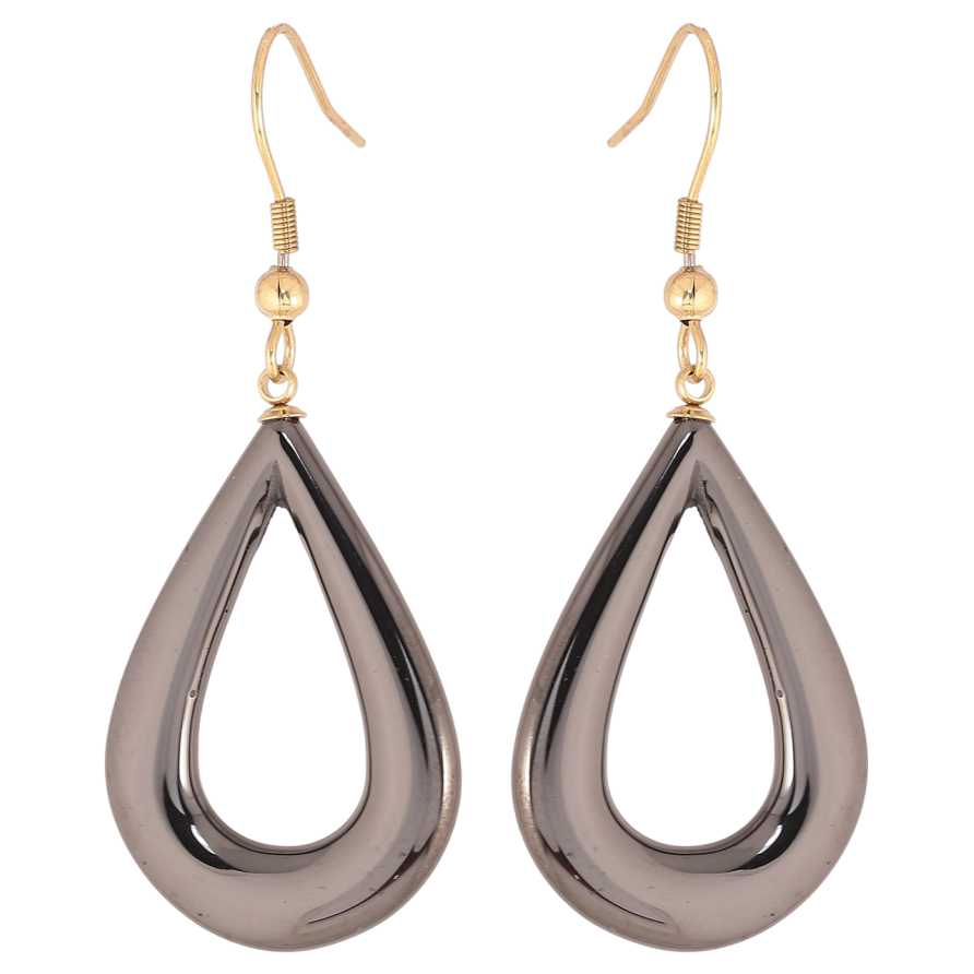 Сережки Xuping TTM Stainless Steel колір 14К французький замок «Крапельки з чорної кераміки» фото №1