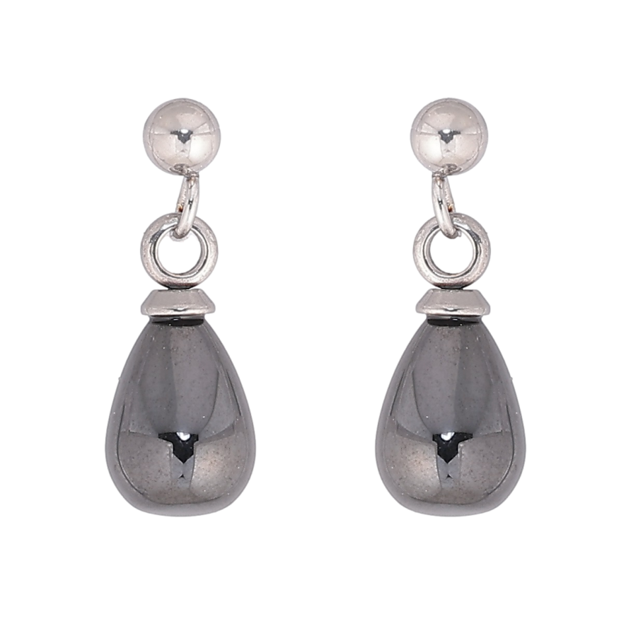 Сережки Xuping TTM Stainless Steel колір Родій пусети «Підвіски крапельки з чорної кераміки» фото №1