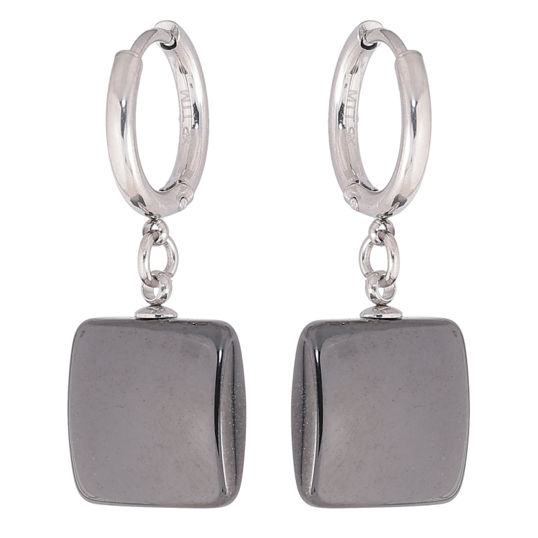 Серьги Xuping TTM Stainless Steel цвет Родий подвески на колечках Квадраты из черной керамики фото №6